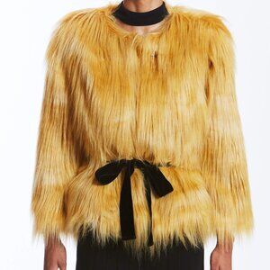 NWT Maison Atia Margot Caramel Faux Fur Coat Vest Removable Sleeves Size 1US 2-4